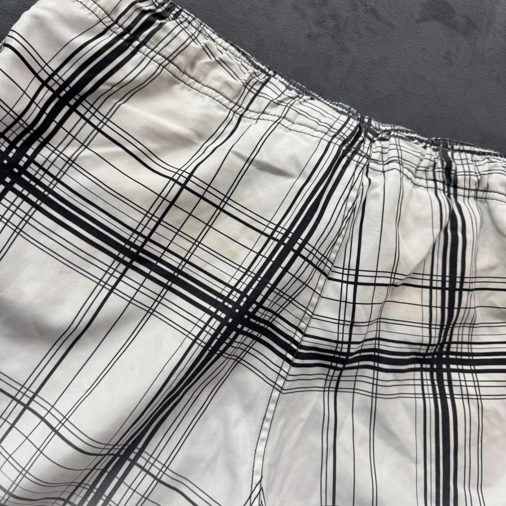 Ocean Pacific Mens Plaid Board Shorts White Black Grey Cargo Pocket Large 36-38